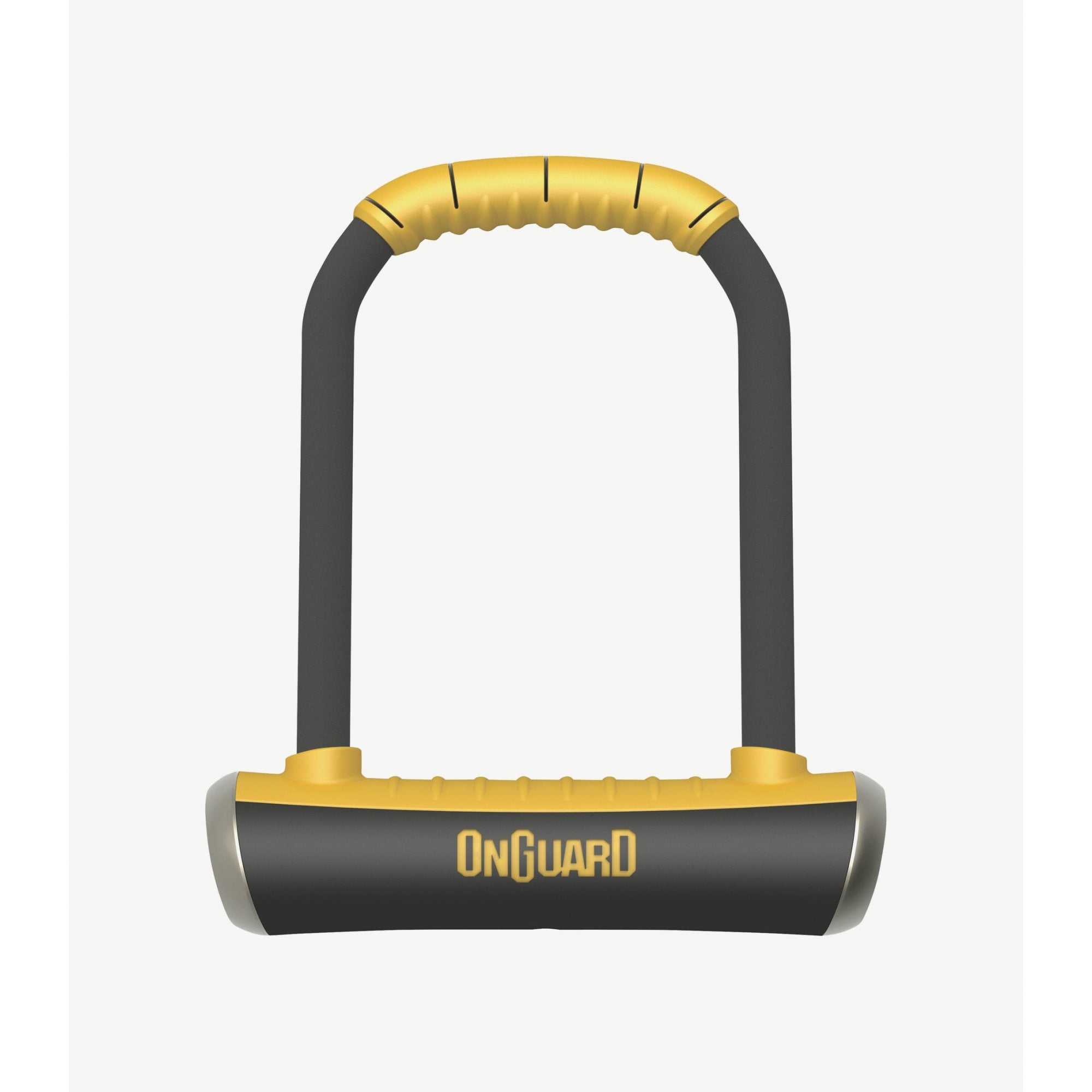 OnGuard Brute D-Lock with X4P Quattro locking mechanism, high-security bike lock shown with sturdy metal construction.