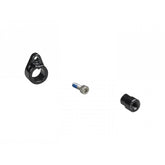 Black Trek Thru-Skew retention nut with mounting hardware for bikes, shown with components for secure bike wheel attachment.
