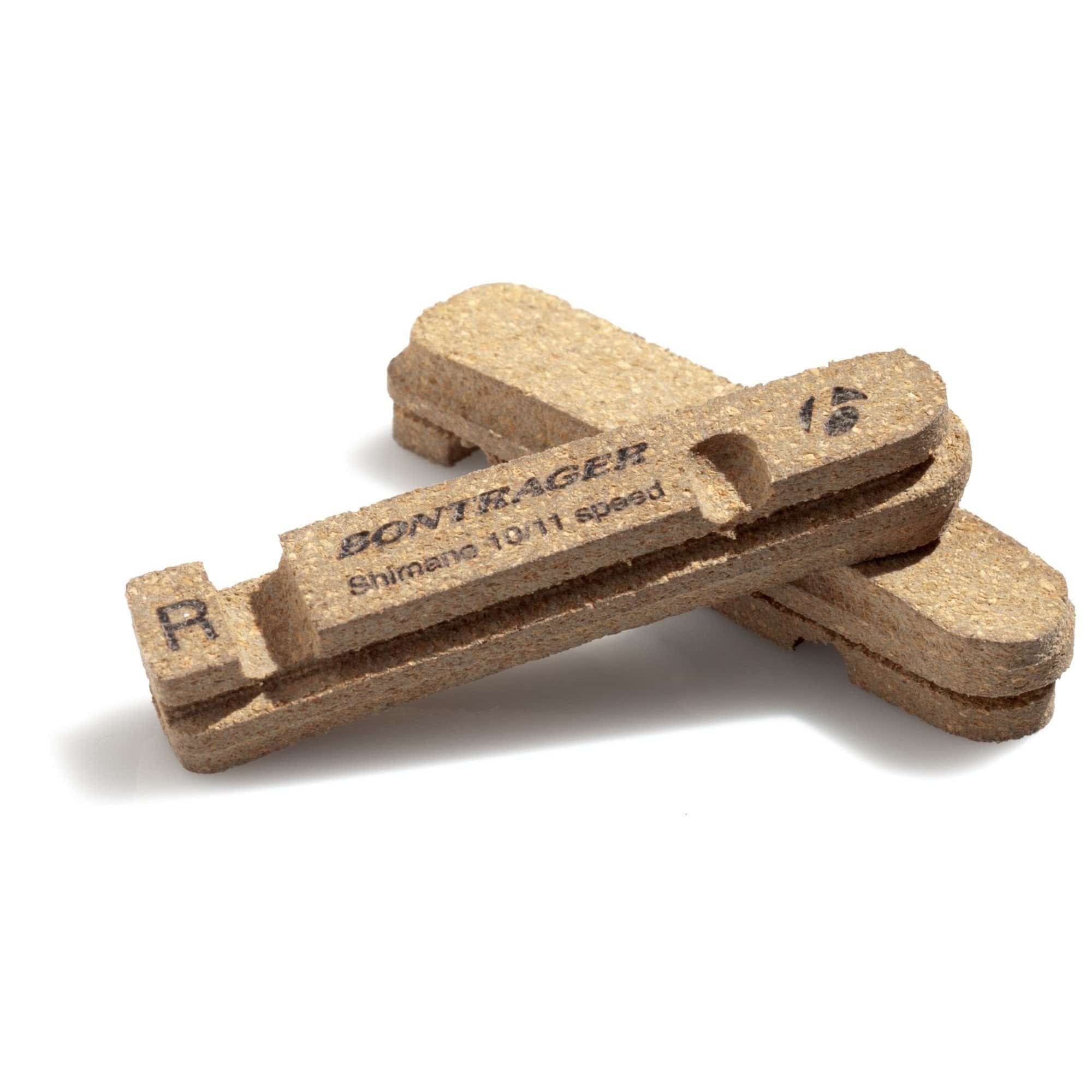 Bontrager Carbon Stop Cork brake pads for Shimano 2-slot carbon rims, brown color, bicycle brake component.