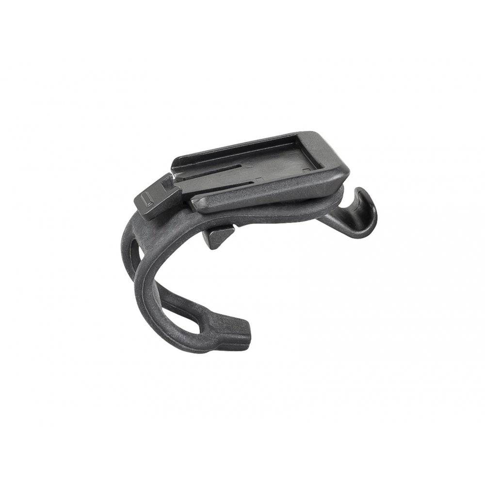 Black Bontrager Trip Universal Handlebar Mount for cycling computers, adjustable accessory for bike handlebars.