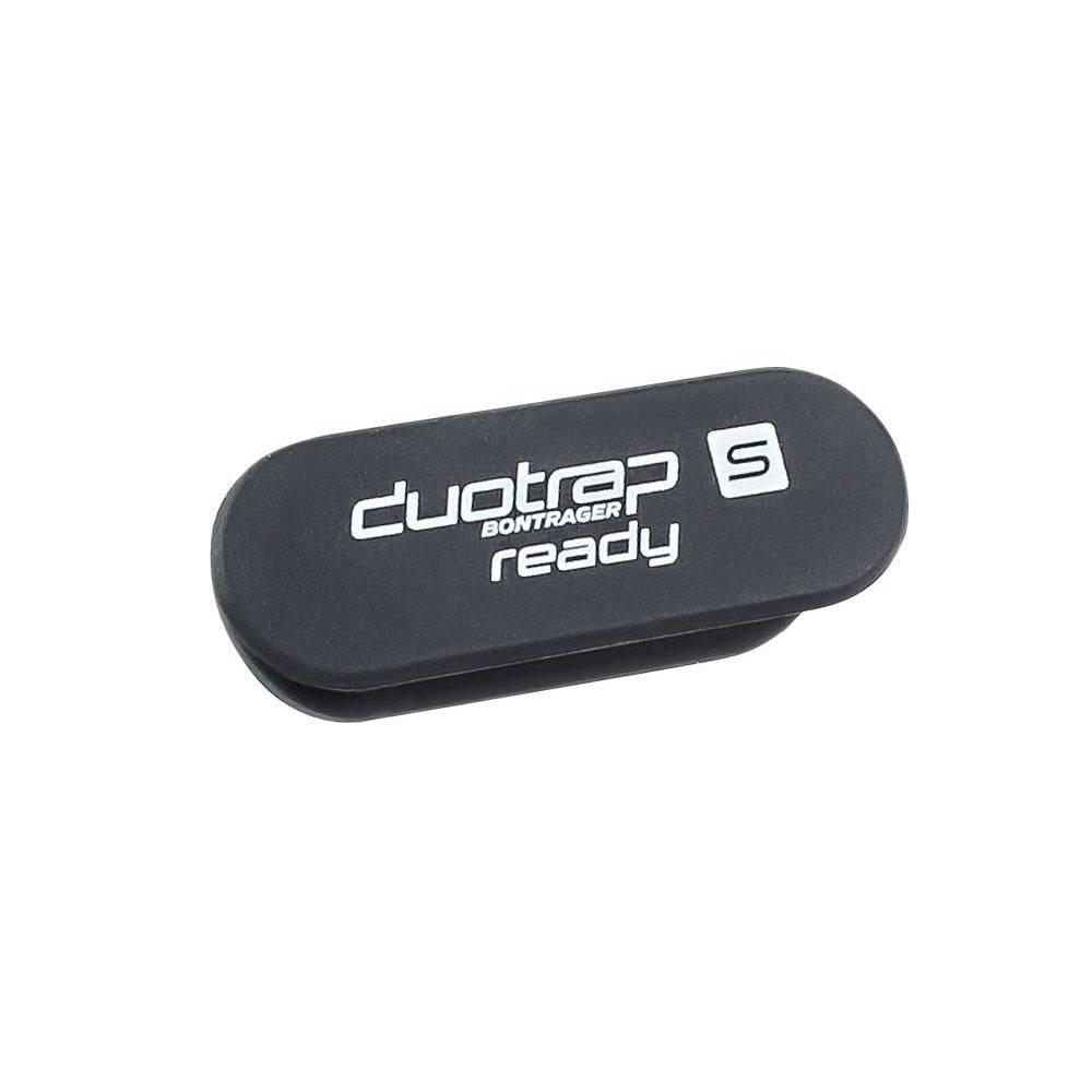 Black Bontrager DuoTrap S cover for Trek Domane carbon road frame framestay, designed to protect and conceal the sensor component.
