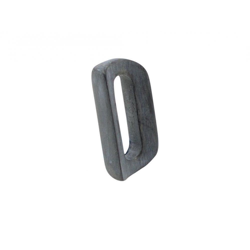 Black Trek curved-front derailleur braze-on washer for front derailleur mount, component part for bicycle gear shifting.