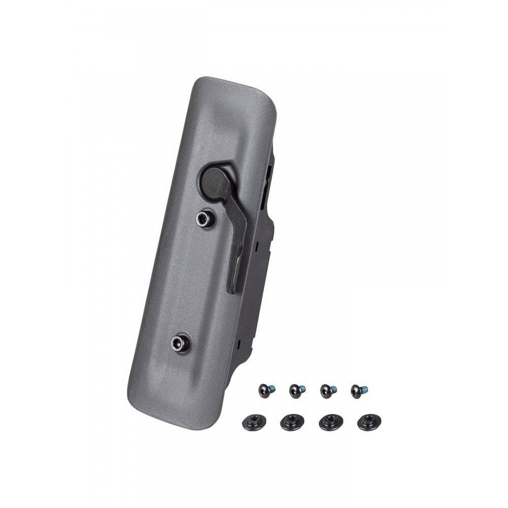 Trek Fuel EX black downtube storage door assembly for carbon frame protection, component for bike frame durability.