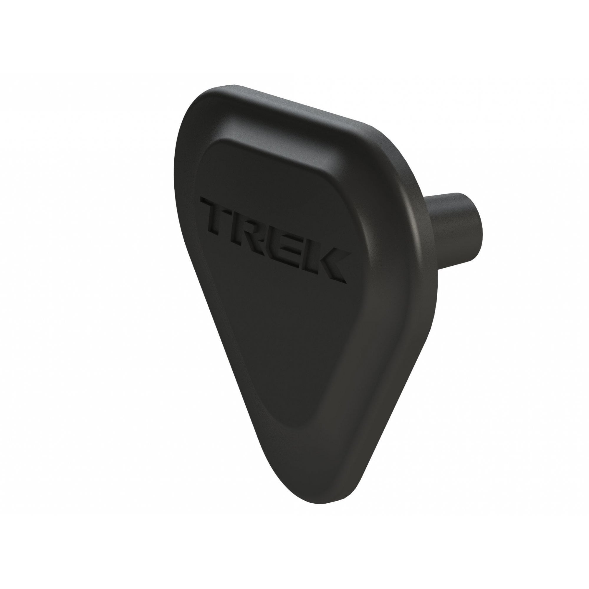 Trek low direct mount front derailleur plate cover in black, designed for seat tube protection on bicycle components.
