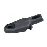 Trek black road brake housing stop with Di2 wire cutout for Shimano E-Tube routing, component for bike brake system.