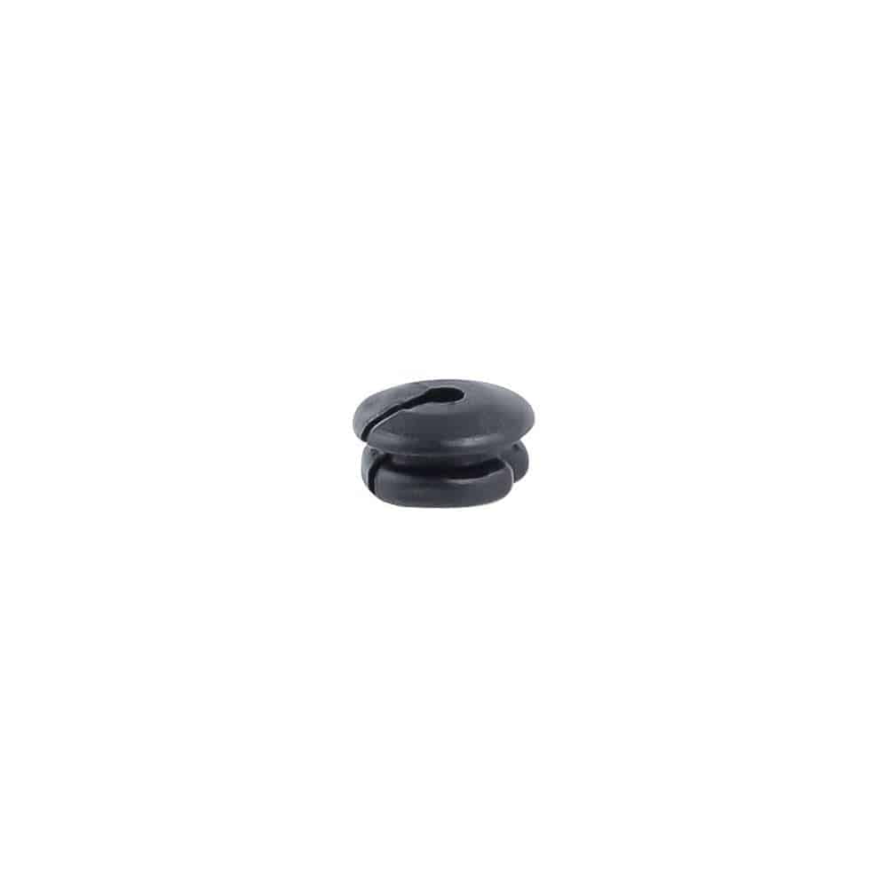 Black Trek seat tube wire routing grommet for Di2 and EPS electronic shifting components, designed for clean cable management.
