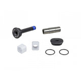 Trek Supercaliber 29 mid-strut anti-rotation hardware kit for suspension upgrade, showing metal components and mounting parts.