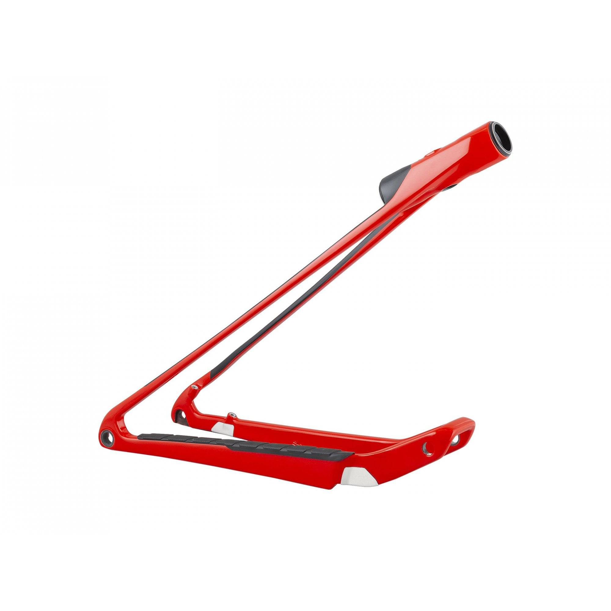 Trek Supercaliber 29 small swingarm assembly in black and radioactive red for 29-inch mountain bike components.
