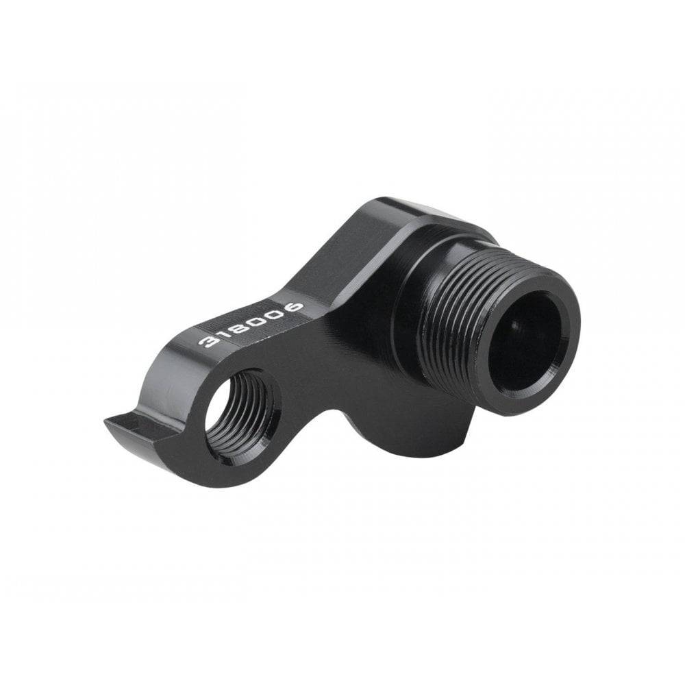 Trek Hardtail Convert 135x5 rear derailleur hanger in black, 130mm quick-release drive side component for mountain bike.
