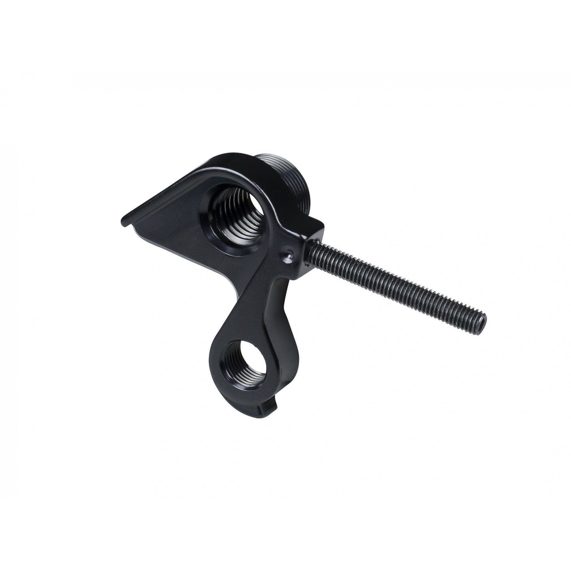 Trek CX gravel bike rear derailleur hanger with 148x12mm thru axle, black, horizontal sliding derailleur component.