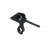 Trek CX gravel bike rear derailleur hanger with 148x12mm thru axle, black, horizontal sliding derailleur component.