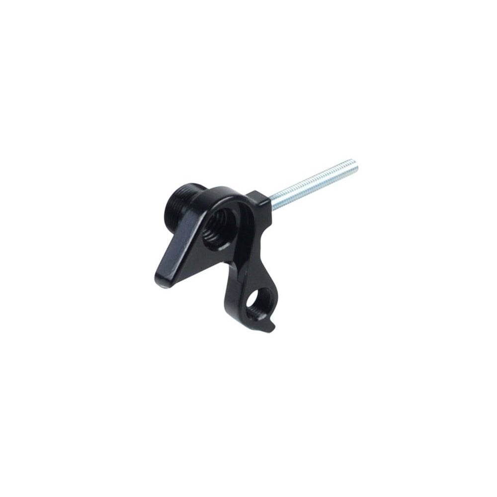 Trek MTB horizontal sliding derailleur hanger and 142x12mm thru axle for rear drive side bicycle components.