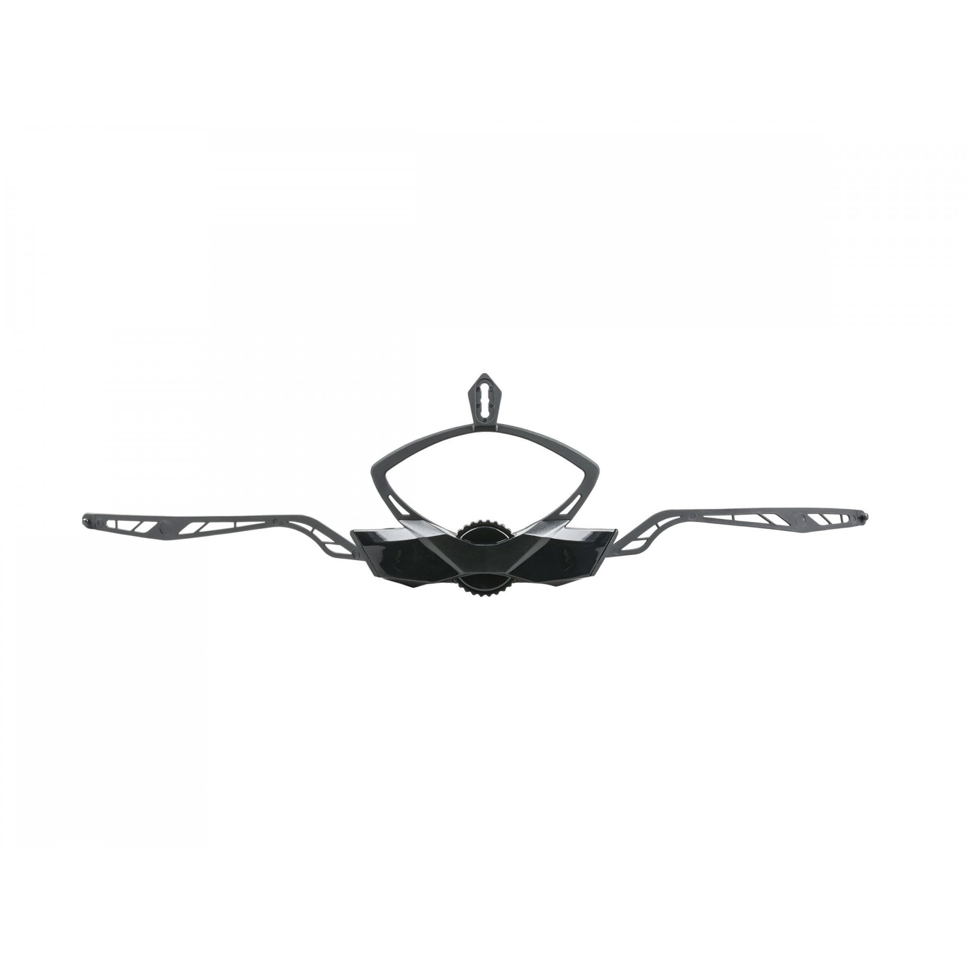 Black Bontrager bike helmet buckle set, genuine replacement part for all Bontrager helmets, shown on a plain background.