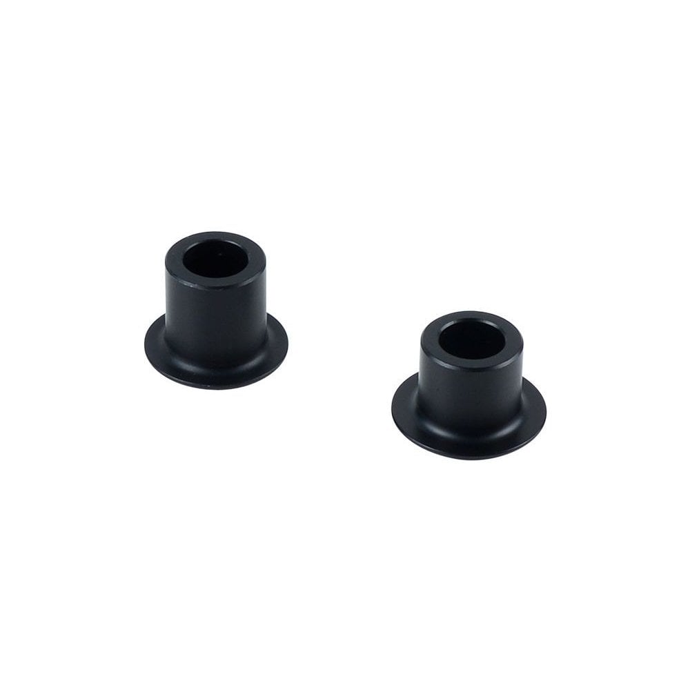 Black Bontrager Rhythm Elite/Pro 12mm axle end cap for 142/148mm rear bike hubs, component replacement part.