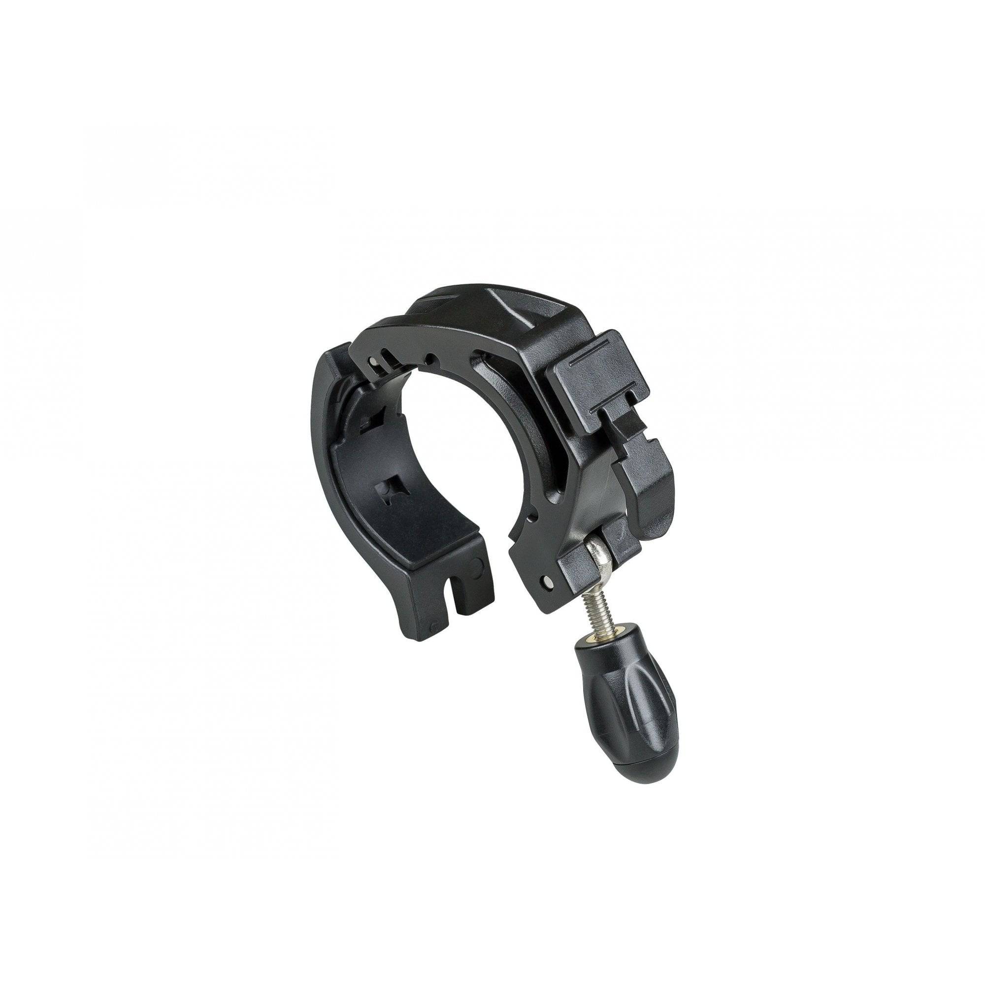 Bontrager Ion Hard-Mount 35 bracket in black attached to 31.8-35mm bike handlebars, accessory for cycling lights or devices.