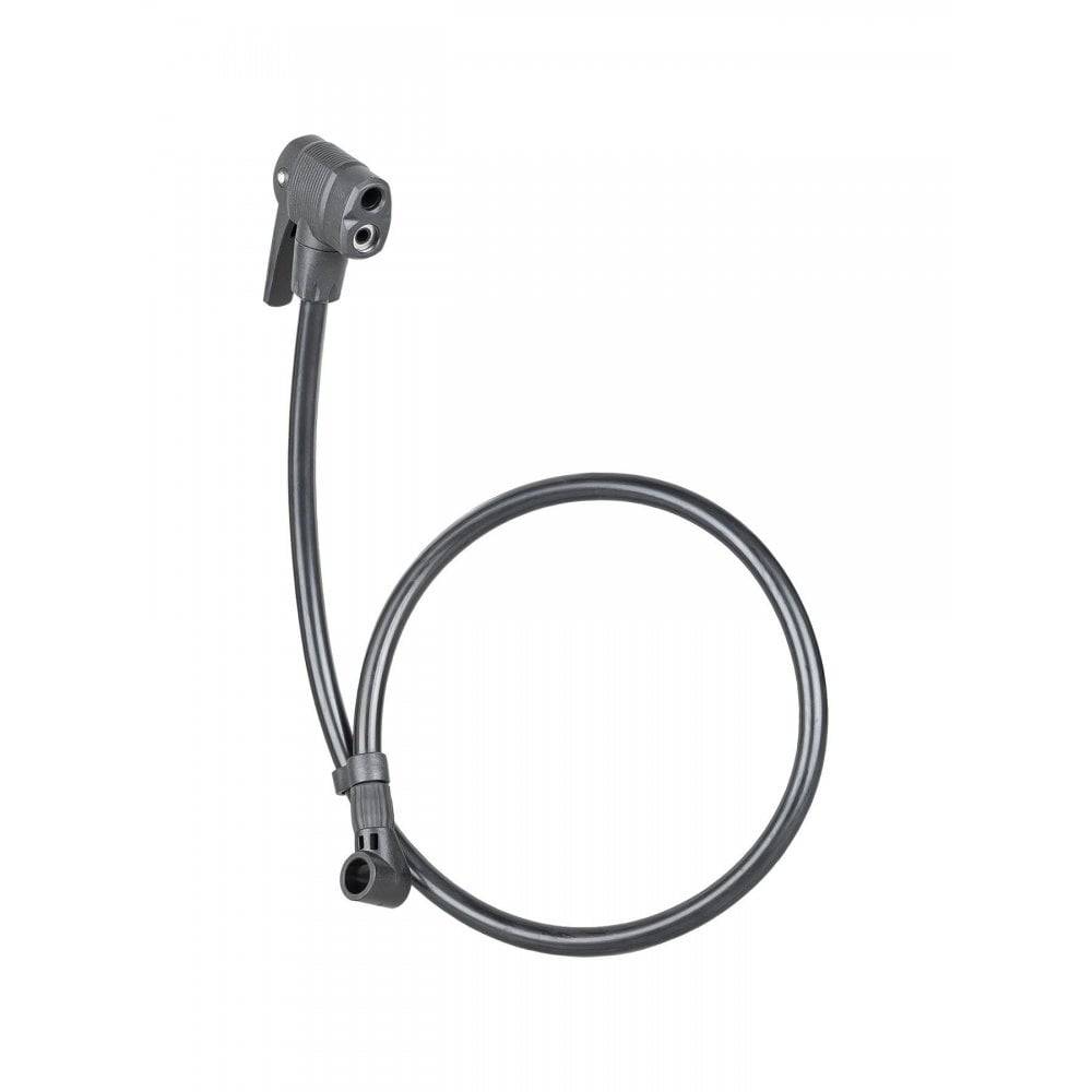 Bontrager TLR Flash Can pump head with hose for tubeless tire inflation, includes spare mount and accessories.