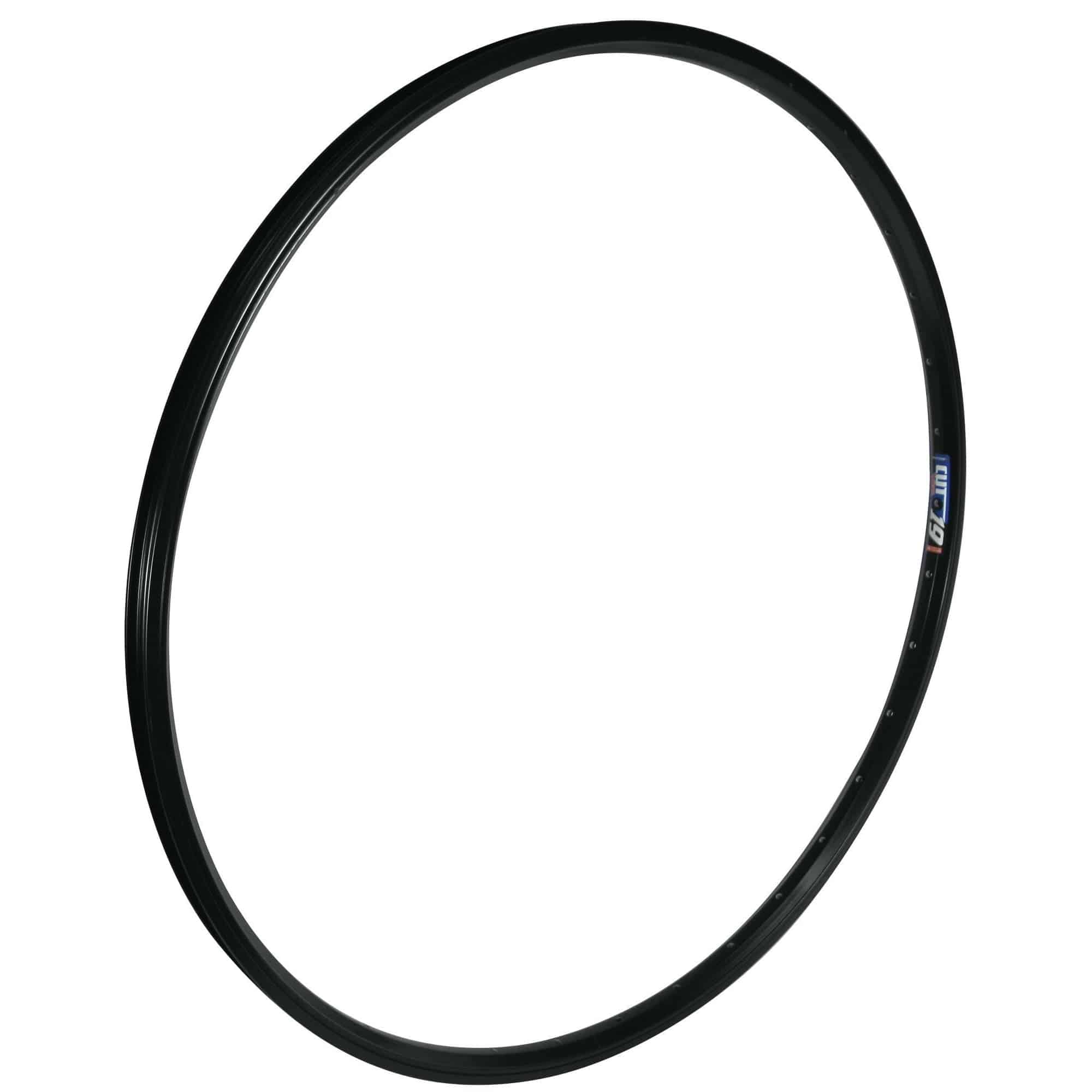 Black Trek Gruenert 700c clincher road rim with 36 holes, suitable for front or rear wheel, for bike components.
