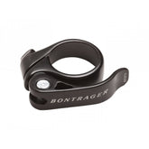 Bontrager quick release seatpost clamp with laser-etched torque guide, showing the clamp and adjustable mechanism.