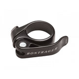 Bontrager quick release seatpost clamp with laser-etched torque guide, showing the clamp and adjustable mechanism.