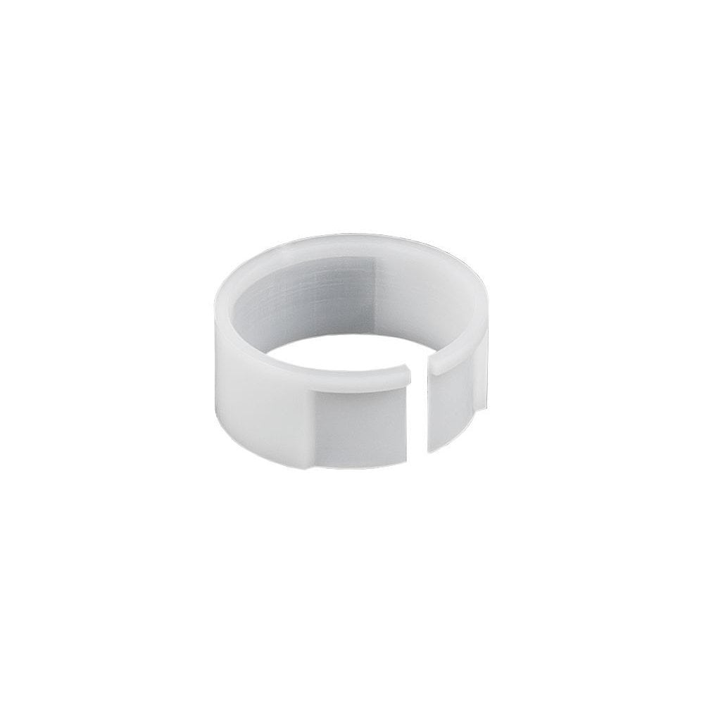 Bontrager Drop Line 10mm travel reducer spacer in white, designed for bike seatposts and accessories.