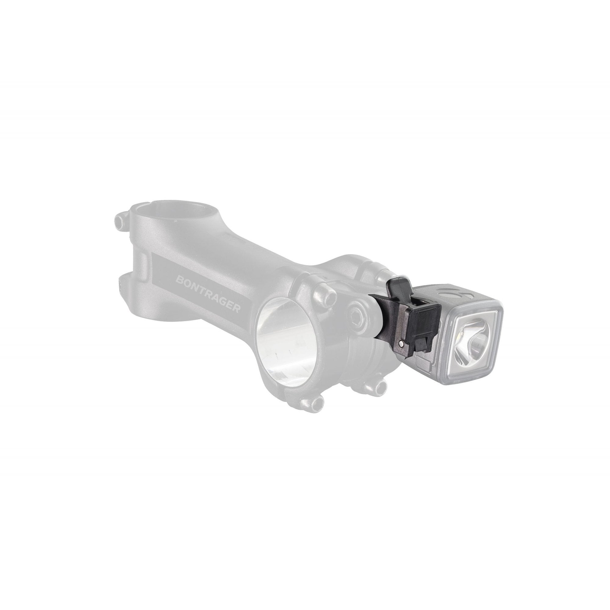 Bontrager Blendr High Ion light mount in black attached to Blendr stem for bike lighting accessories.