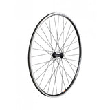 Bontrager AT-750 quick-release front hybrid wheel in black with 700c size and no cassette, suitable for bike components.