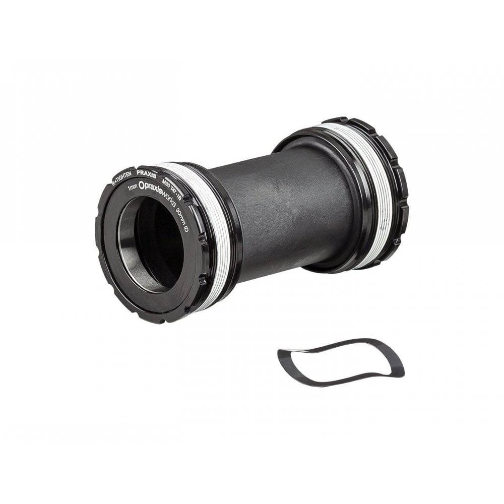 Trek Praxis M30 T47 inboard bottom bracket in black with 85.5mm shell width, no axle, for bicycle components.