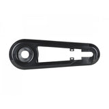 Black Trek Precaliber 16 bike chainguard protecting the chain on a child's bike, made of durable components for chain protection.