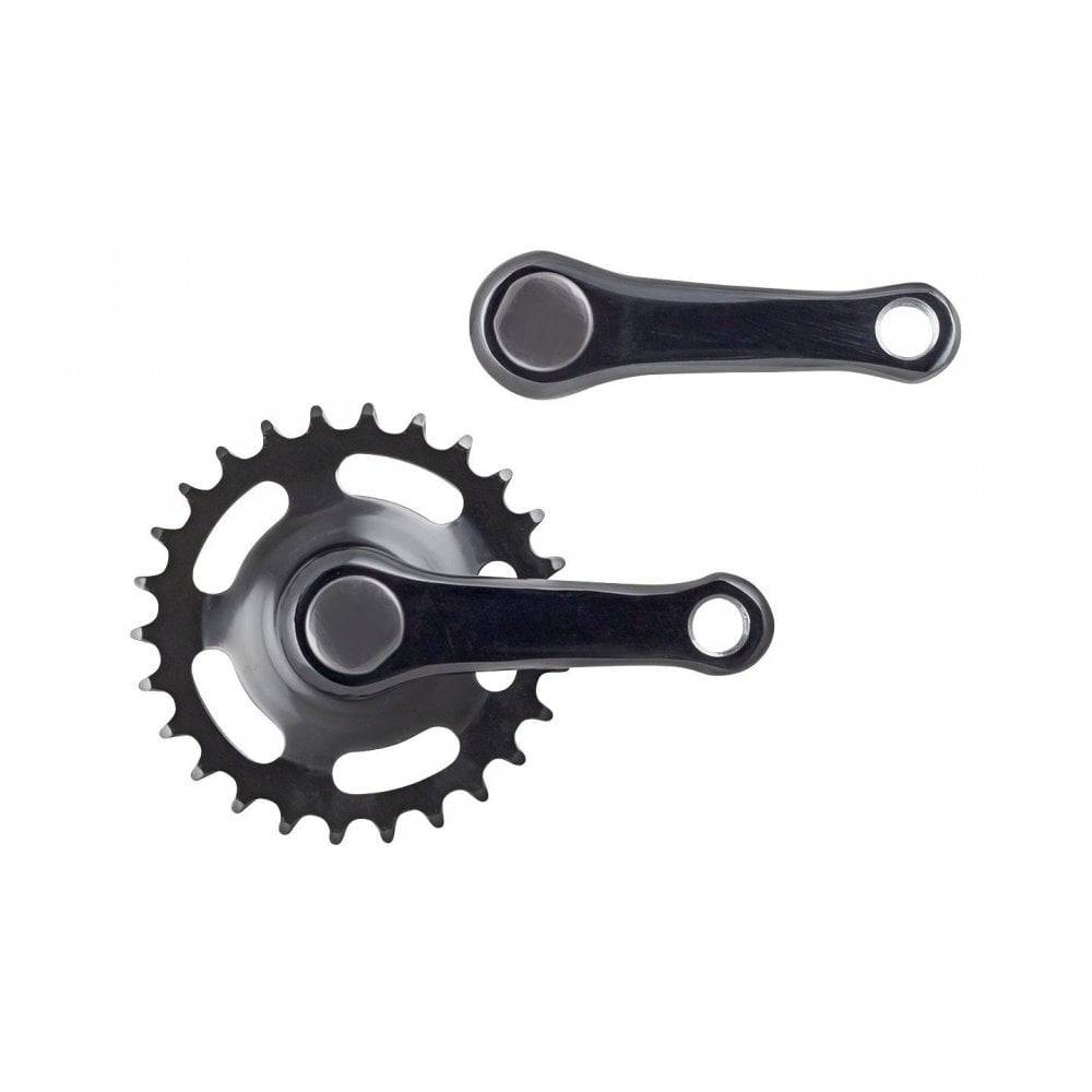 Trek 16-inch kids bike crankset in black with 90mm spindle and 26T chainring, designed for children's mountain bikes.