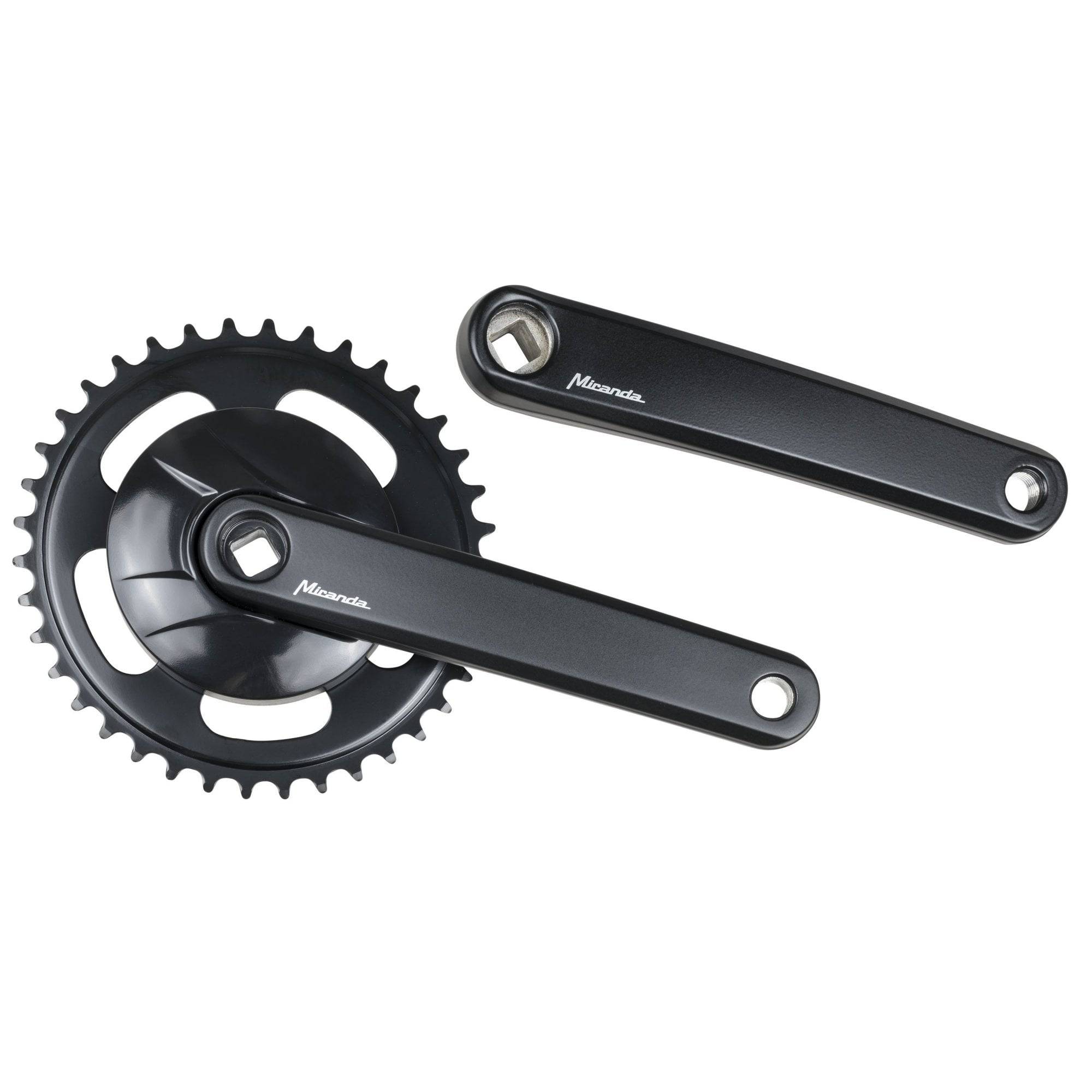 Trek Miranda Pavement MTB crankset in black, 170mm arm length with 38-tooth chainring for reliable power transfer.