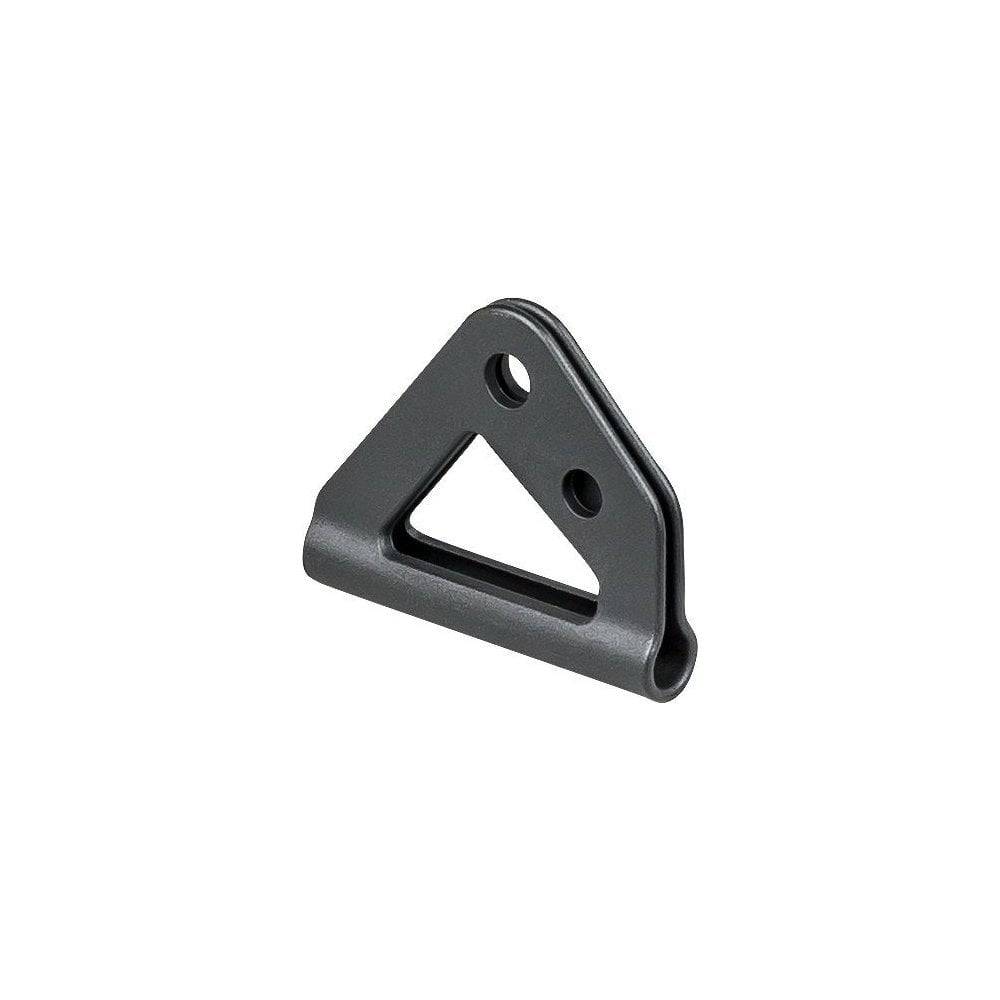 Black Trek Bolt-On Single Cable Housing Guide attached to a bike frame for cable organization and routing.