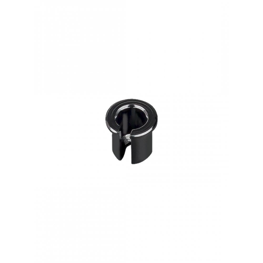 Trek black round chainstay derailleur cable stop for bike components, used as a replacement part on bicycle frame.