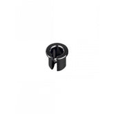 Trek black round chainstay derailleur cable stop for bike components, used as a replacement part on bicycle frame.