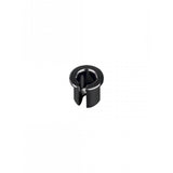 Trek black round chainstay derailleur cable stop for bike components, used as a replacement part on bicycle frame.