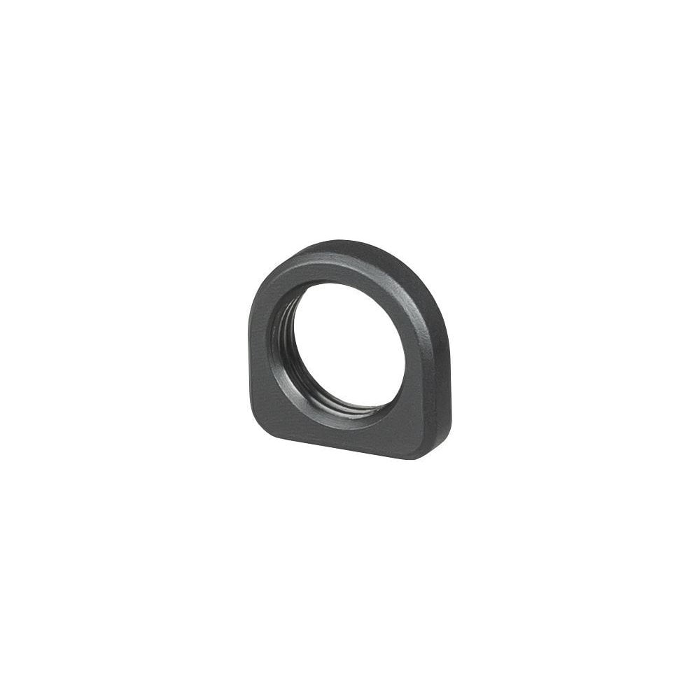 Black Trek Fuel EX main pivot D-nut with M16 x 6mm fastener, used as a replacement component for mountain bike maintenance.