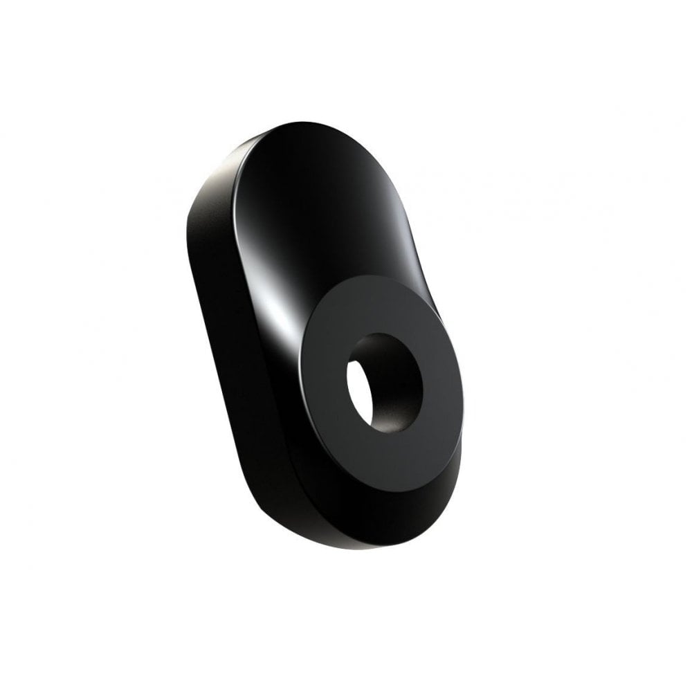 Black Trek Madone front derailleur washer, curved replacement component for bike components, designed for precise shifting.
