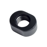 Black Trek full suspension rear shock mount nut for bike suspension components, securely attaching shock to the bike frame.