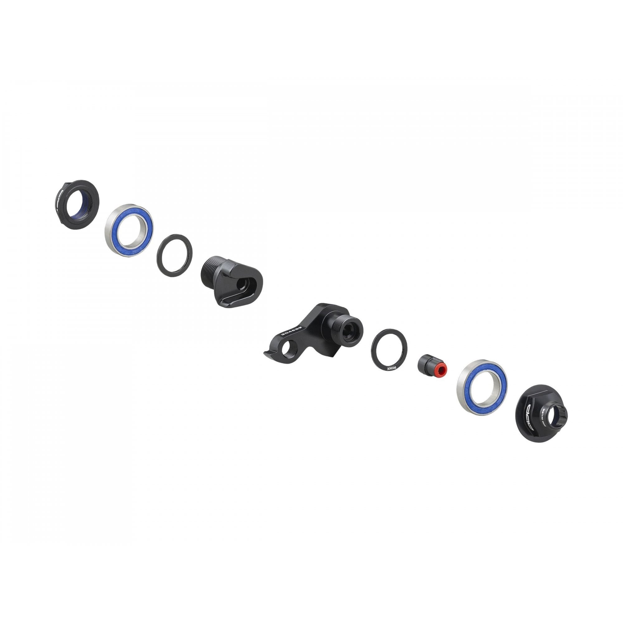 Trek full suspension ABP convert 135x5 grey rear dropout kit with quick release for bike components, showing detailed metal parts