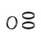 Bontrager 5mm alloy headset spacer pack with three black spacers for 1-1/8" bikes, 28.6mm diameter, cycling components