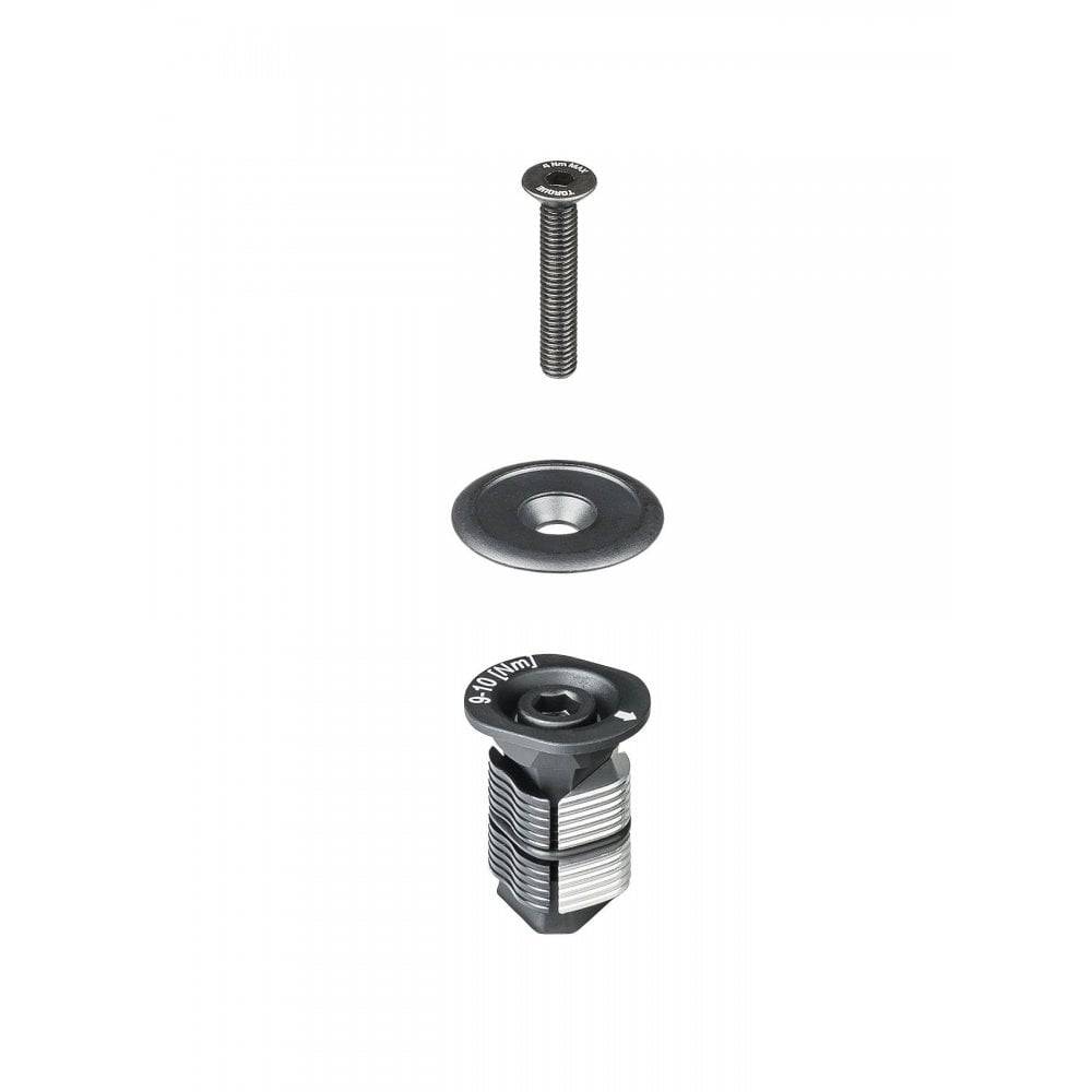 Trek Madone SLR black headset compression plug for 28.6mm steering tube, designed for smooth bike handling and component fit.