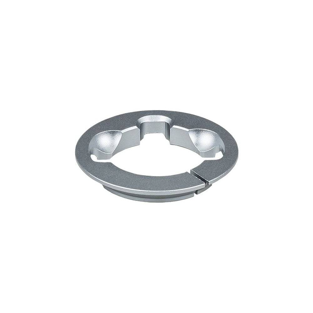 Trek Madone Gen 7 grey custom compression ring headset split ring for bike components, close-up of the headset part.