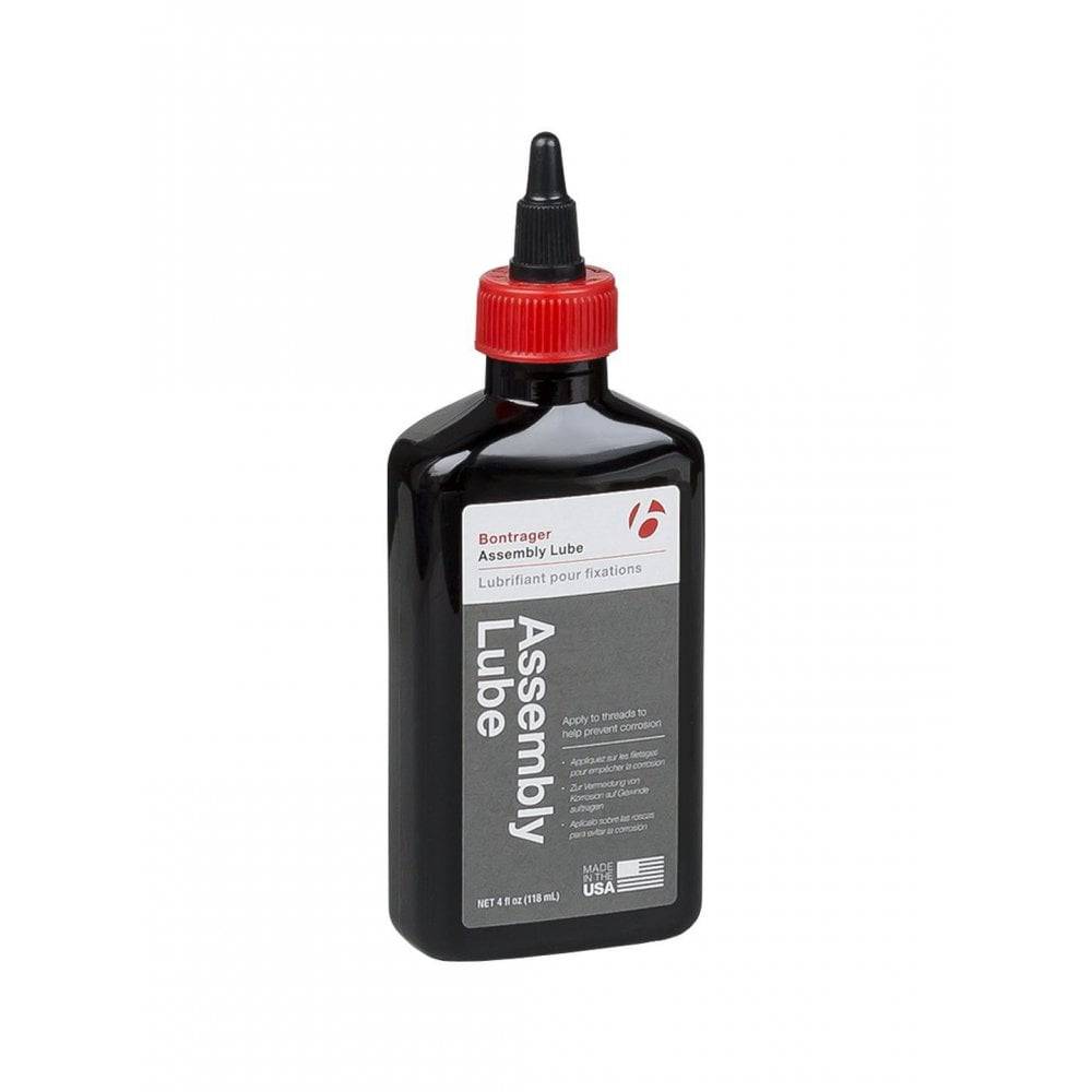 Bontrager Assembly Lube black threaded fastener protection with precise applicator, 4oz for bike workshop maintenance.