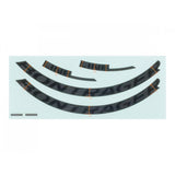 Black Bontrager Line Elite 30 27.5-inch rim decal set showing sleek bike rim stickers on a bicycle wheel.