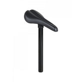 Trek Precaliber 20 bike saddle with integrated 27.2mm seatpost in black, showcasing the sleek, ergonomic design.