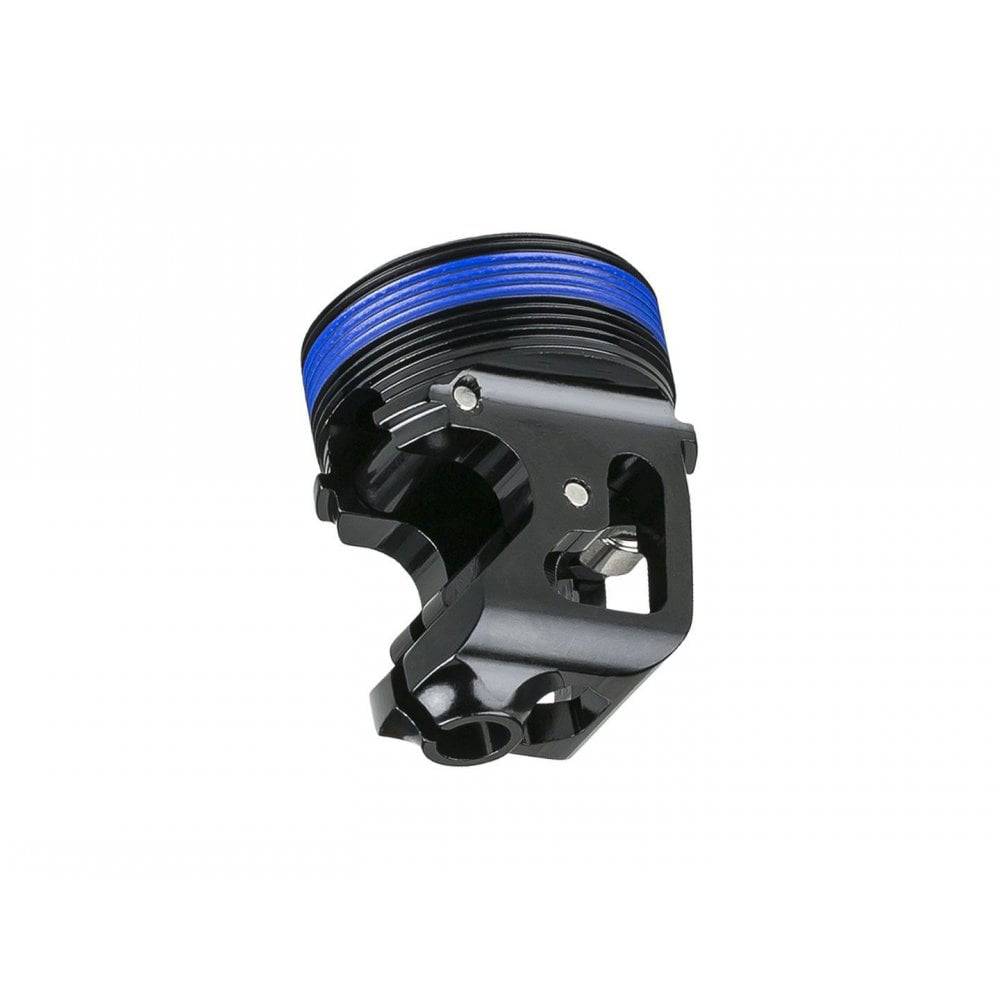 Trek Bontrager Line Elite dropper seatpost actuator assembly in black, showing the smooth seat adjustment mechanism and components.