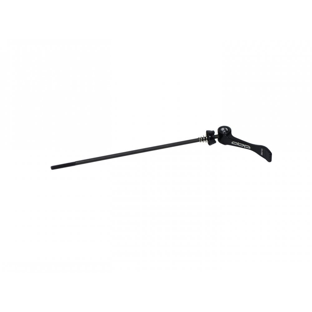 Black Bontrager ABP Race rear skewer for Trek ABP suspension bikes, 197mm length, bicycle component for secure wheel attachment.