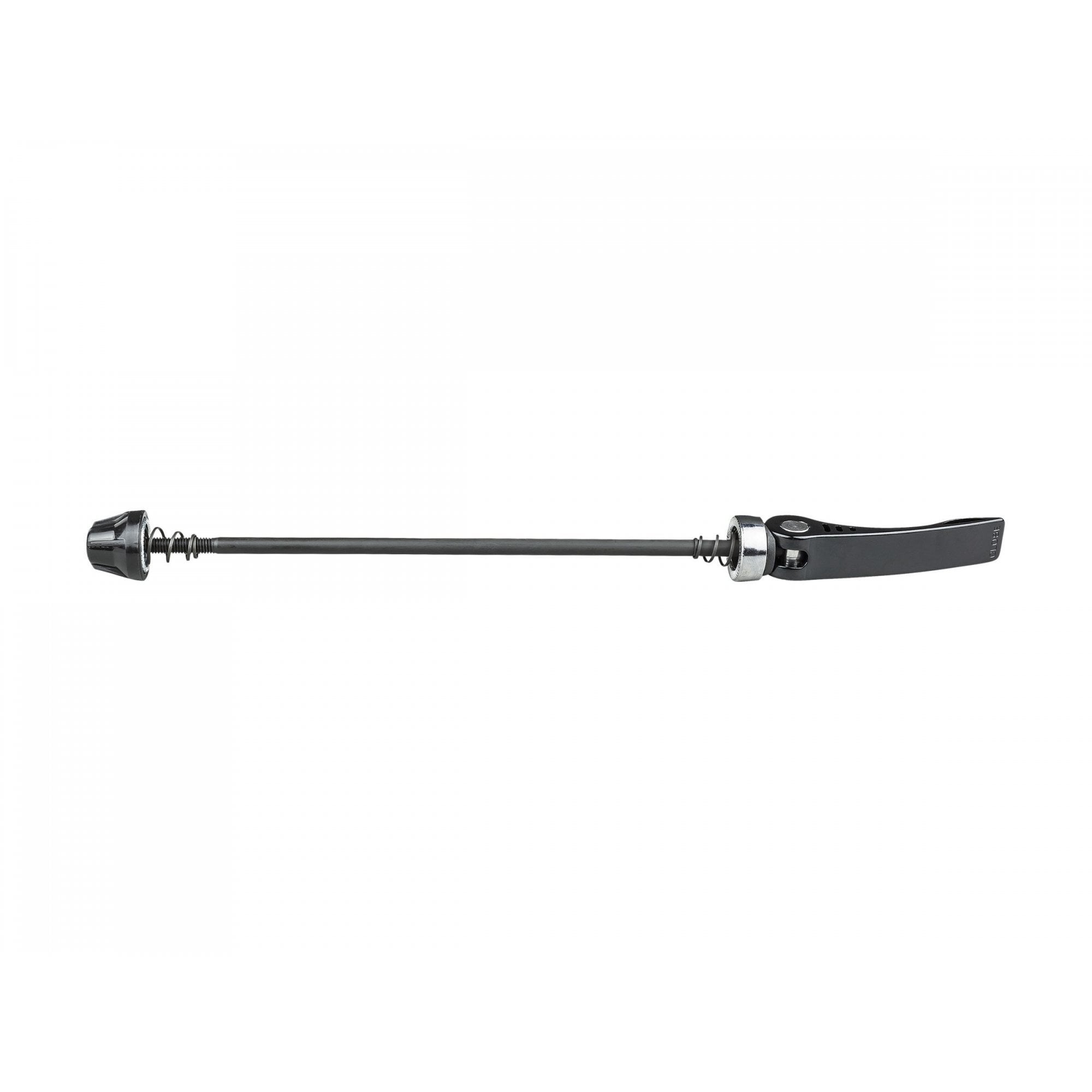 Black Bontrager Boost 141 rear skewer for Trek Boost 141 hubs, 158mm length, bike component for secure wheel attachment.