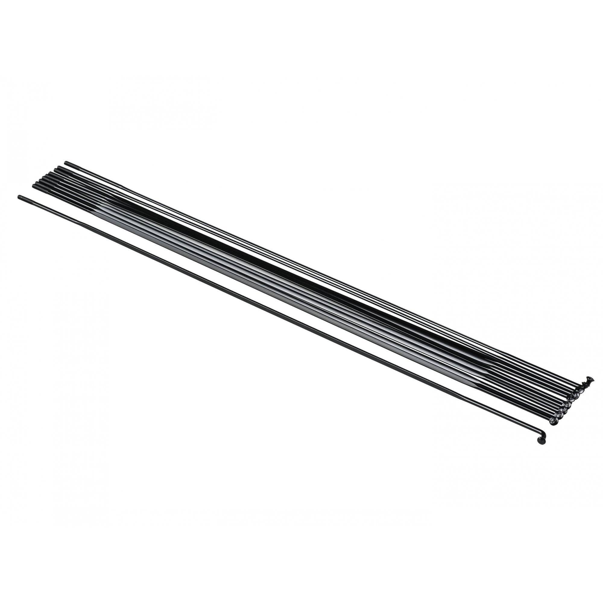 Set of 10 Bontrager DT New Aero bladed J-bend spokes in black, 287mm length, for bicycle wheel components.