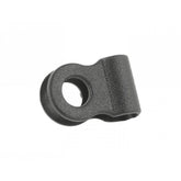Trek black plastic bolt-on single cable housing guide for bike cable management, shown mounted on a bicycle frame.