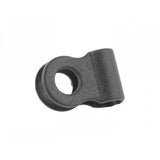 Trek black plastic bolt-on single cable housing guide for bike cable management, shown mounted on a bicycle frame.